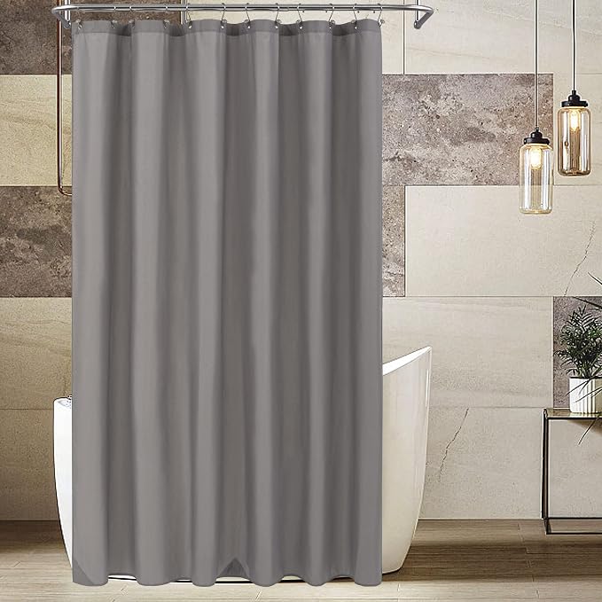 ALYVIA SPRING Extra Long Fabric Shower Curtain Liner Waterproof - 72" x 96", Soft & Lightweight X-Long Shower Curtain with 3 Magnets, Machine Washable - 72x96, Grey