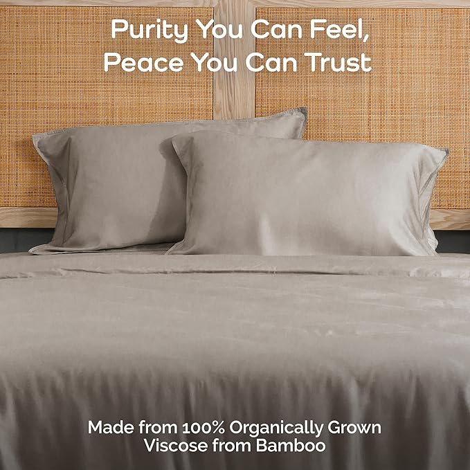 Pillow Cases Queen Size Set of 2 Pillowcases 100% Viscose from Bamboo Cooling Pillowcases, Soft & Breathable Pillow Case with Envelope Closure, Beige Pillow Cases (Sand)