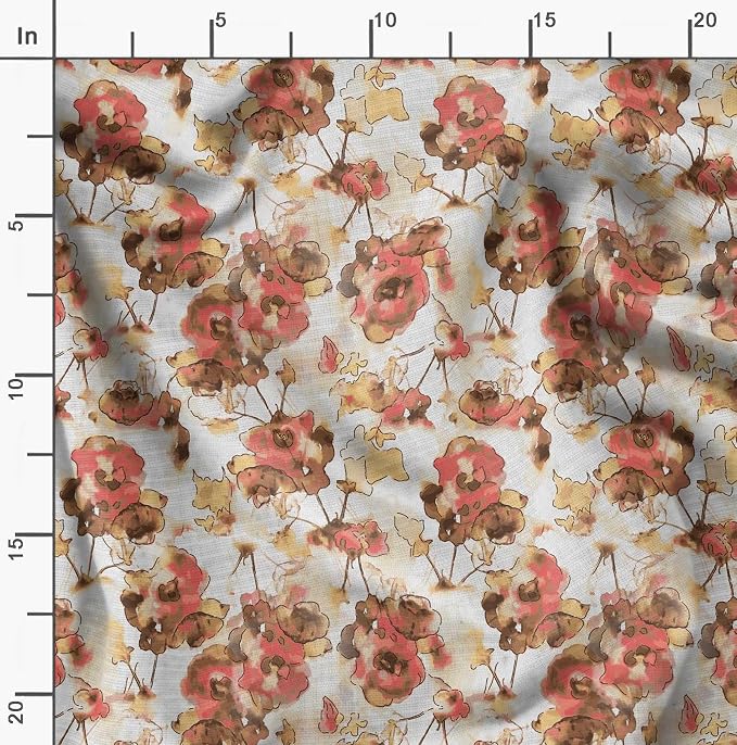 Soimoi Floral Print - Yellow, Canvas Fabric Material - 56 Inch Wide, 1 Yard, Unstitched Fabric for Upholstery, Bags, Workwear and Outdoor Gear.