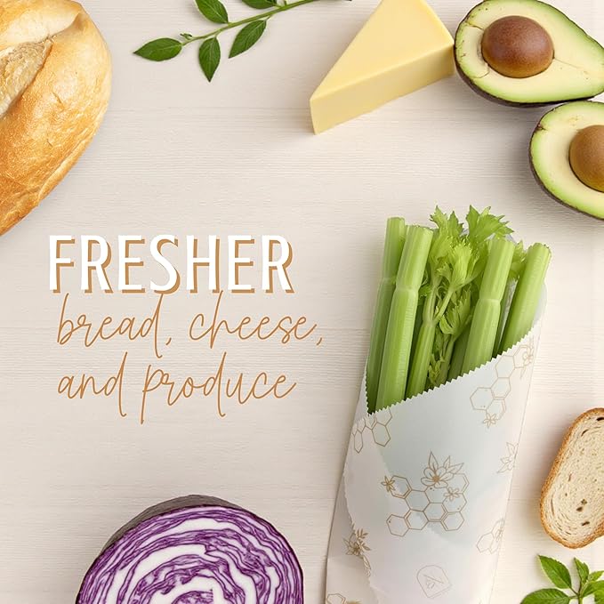 Nectar & Nest Beeswax Wraps for Food - Bread Wraps - Reusable Bread Storage Bags - Organic & Eco-Friendly Alternative to Aluminum Foil, Sourdough Bags & Plastic Wrap, Honeycomb Twill