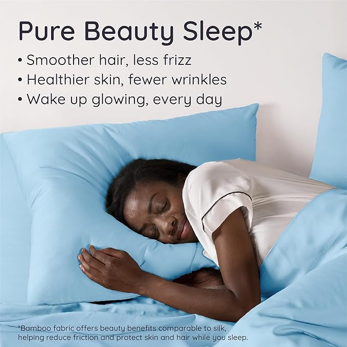 Bambaw 100% Viscose Derived from Bamboo Pillowcase Standard Size – Set of 2 Cooling Pillow Cases Standard Size with Envelope Closure, Breathable & Soft Pillow Case for Hair Protection (Dream Blue)