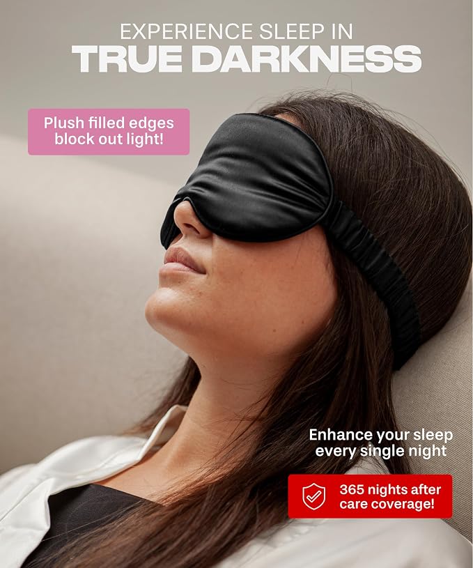 SUNDAYSILKS™ 3D Contoured Silk Sleep Mask | Padded Silk Eye Mask with Eye Cups for Lash Extensions | Blackout, Organic for Women & Men, Perfect for Travel, Slip-Free Deep Sleeping, Antifaz para Dormir