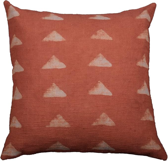 Trade Star Farmhouse Designer Cushion Cover 100% Cotton Pillow Cover for Home Decor Handloomed Pillow Case Throw Cushion Cover Decorative Indian Modern Luxury (Rust MAPPLE 18X18 INCHES)