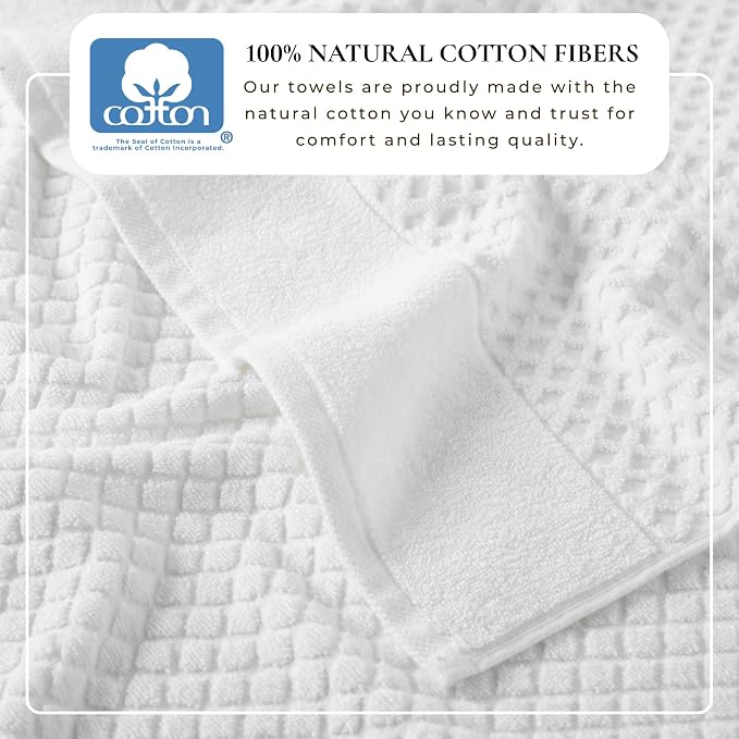 Great Bay Home Oversized Bath Sheets - 100% Cotton 2 Pack 68x35 Extra Large Towel - Absorbent, Durable, Quick-Dry Towels for Bathroom (Optic White)