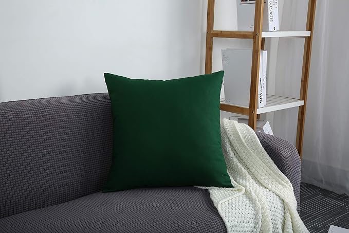 TangDepot 100% Cotton Solid Throw Pillow Cover 26x26 Deep Green | 100% cotton, same-color zip, machine wash & air dry. For living room, bedroom, office, car. 42 colors, 399 sizes. Cover only.