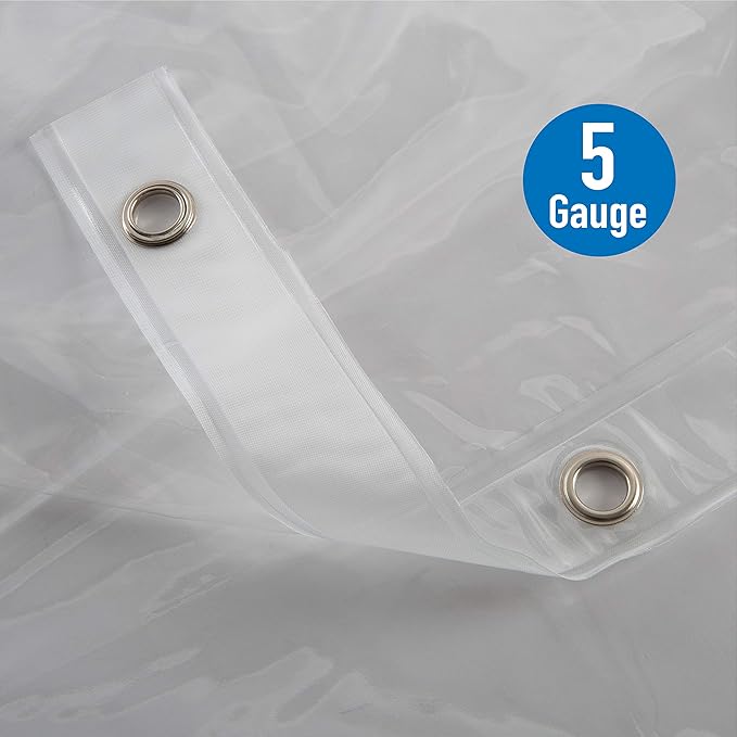 Bath Bliss Waterproof Shower Curtain Liner, 4X’s Splash Guard Suction Cup Leak Protection, 12 Rust Resistant Copper Grommets, 3 Large Magnet Hem, 100% PVC, 70" x 72", Clear