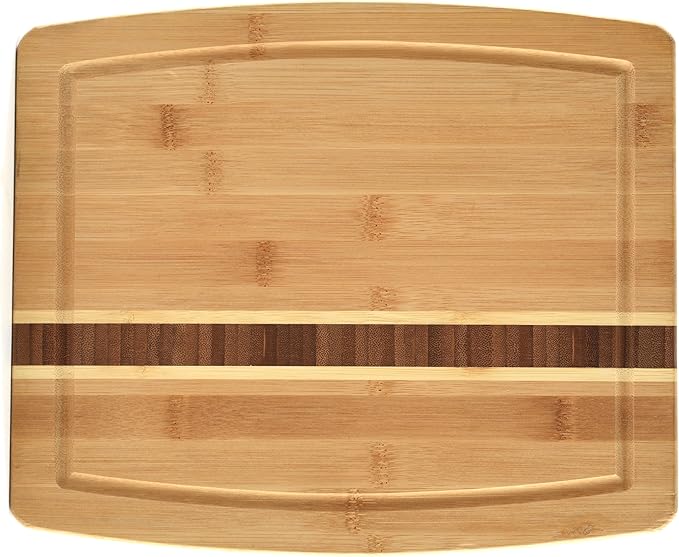Norpro 12x10-Inch Bamboo Cutting Board with Juice Catching Groove, Brown (7637)