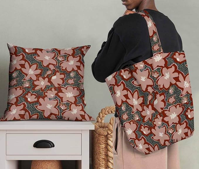 Soimoi Floral Print - Brown, Premium Cotton Cambric Fabric - Medium Weight Material for Quilting, Kurtis, Blouse, Kids Clothing, Tunic, Curtains - 42" Inch Wide, 1 Yard