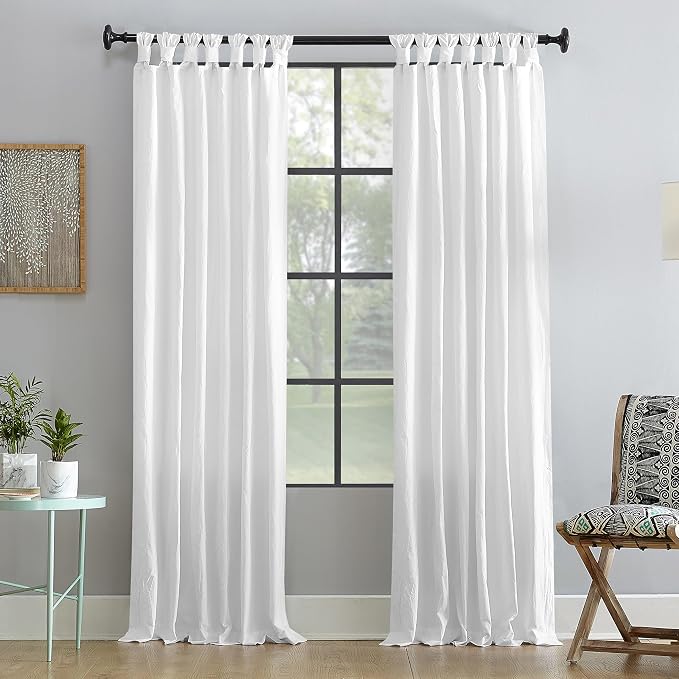 Archaeo - 54870 Washed 100% Cotton Twist Tab Curtain, 52" x 63" Panel, White