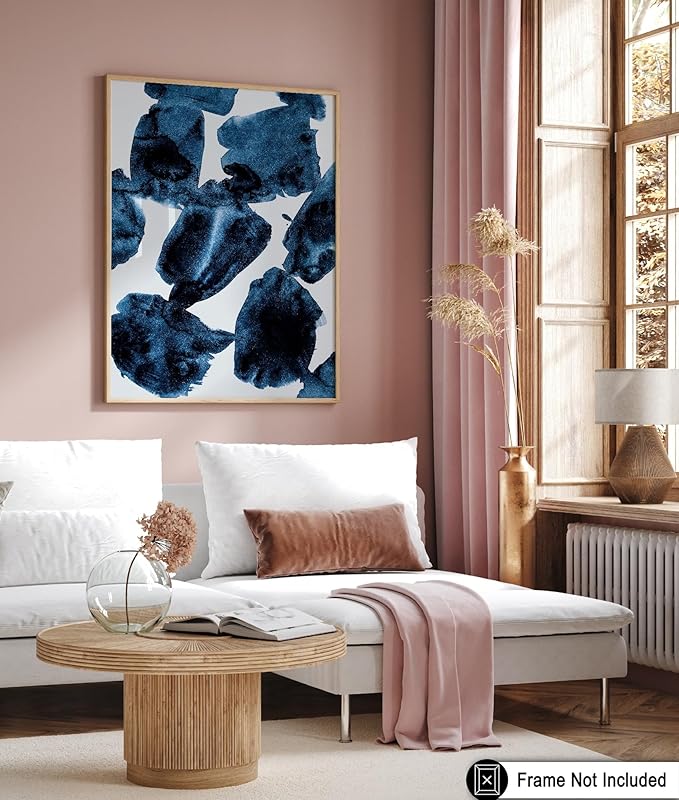 Monem Art Blue Abstract Watercolor Texture Print - Minimalist Modern Art Poster - Wall Decor for Living Room, Bedroom or Office - 30x40 Unframed Wall Art by Mareike Bohmer