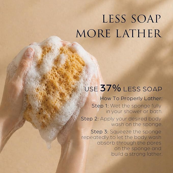 Spongentle Loofah Sponge for Shower and Bathing, Bath Sponge with Dual Texture, Shower Pouf for Gentle and Deep Exfoliation, Large Size Body Scrubber for Men & Women, PU Foam, 37% More Lather, 3 Pack