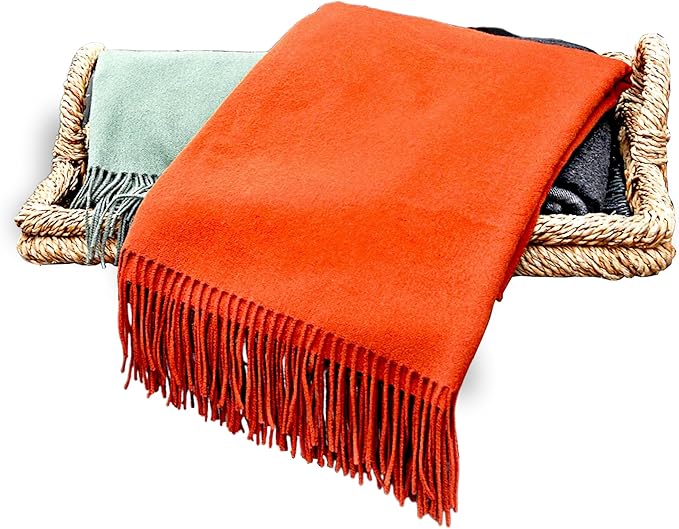 Lincove Pure Cashmere-Merino Wool Blanket - Warm & Soft Throw Blanket - 74"x55" Comfortable and Cozy Throw Blankets for Couch, Sofa, or Chair - Lightweight and Classic Throws - Olive