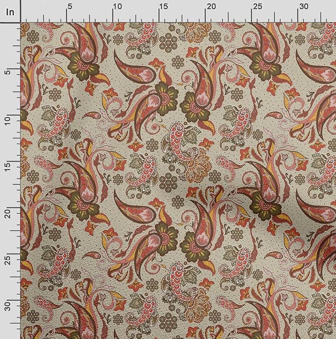 Soimoi Lightweight Velvet Fabric - Red - Asian Print, Unstitched Material - 58" Wide, Perfect Fabric for Upholstery, Fashion and Craft Projects, 1 Yard