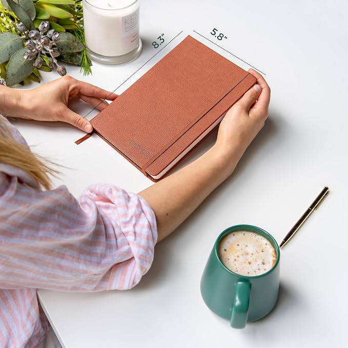 Stone Paper Ruled Notebook Premium A5 Hardcover Vegan Leather Journal | 160 Pages | Premium Quality Executive Notebook For Men and Women |Comes With Gift Box Water Proof Notebook Cinnamon