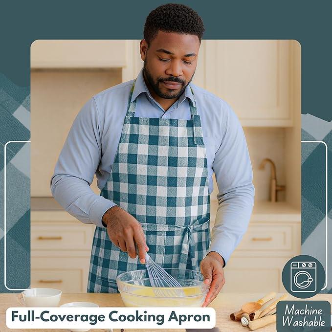 Native Fab Kitchen Apron 2 Pack - 100% Cotton Adjustable, Durable Apron with Pockets, Perfect for Cooking, Baking, Grilling