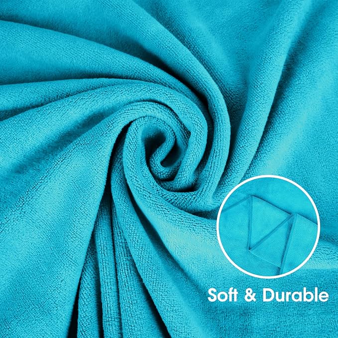 JML Large Microfiber Bath Towels Set with Hanging Loop, 2 Pack (30" x 60") - Soft, Absorbent, Quick Drying, Lint-Free, Fade Resistant, Use for Salon, Hair Wrap, Fitness, Sport, Yoga, Teal