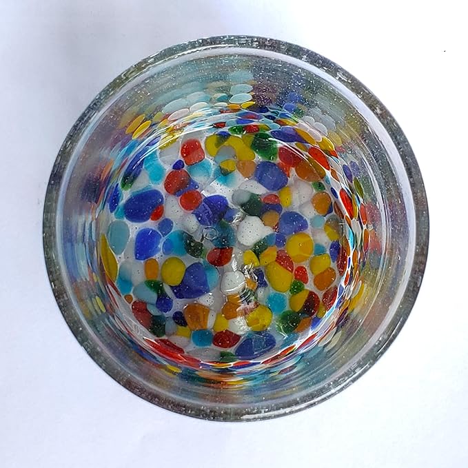 Clear & Confetti 9 oz Short Tumblers (set of 6), Recycled Glass, Lead-free, Toxin-Free (9 oz Tumbler)
