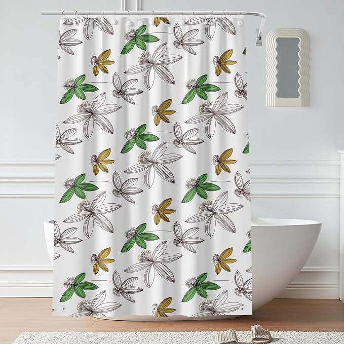 Plastic Shower Liner - Premium PEVA 6G Thickened Shower Curtain Liner with Rustproof Grommets and 3 Weighted Magnets, Waterproof Shower Curtain for Bathroom(Floral)
