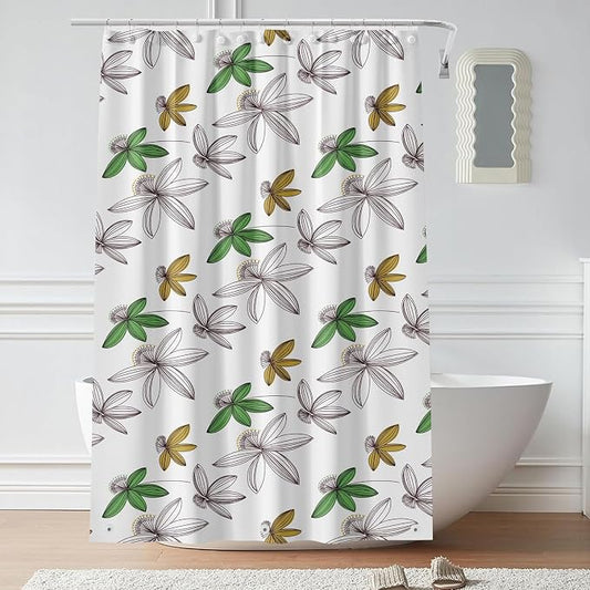 Plastic Shower Liner - Premium PEVA 6G Thickened Shower Curtain Liner with Rustproof Grommets and 3 Weighted Magnets, Waterproof Shower Curtain for Bathroom(Floral)
