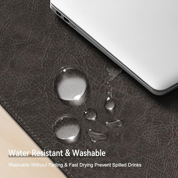 Imitation Crazy Horse Leather Desk Mat - Waterproof Desk Pad - Ideal for Large Mouse Pad and Desk Mats on Top of Desks (Terracotta+Yellow, 25"*13")