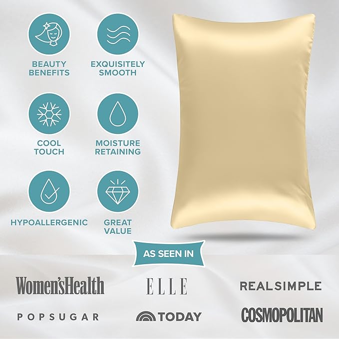 Bare Home 100% Mulberry Silk Pillowcase for Hair and Skin - Ultra Premium 6A Grade 19 Momme Silk Pillow Case - Envelope Enclosure - Breathable Cooling Pillow Cover (King, Champagne)