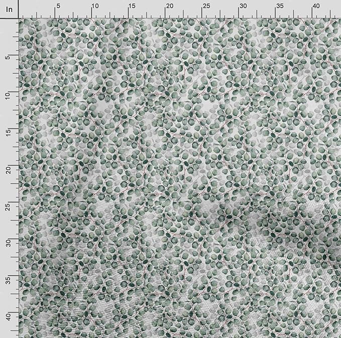 Soimoi Unstitched Crepe Fabric, 1 Yard - 42" Wide, Green - Leaves Print, Soft and Light Weight Fabric Material for Suits, Garments, Dresses and Accessories