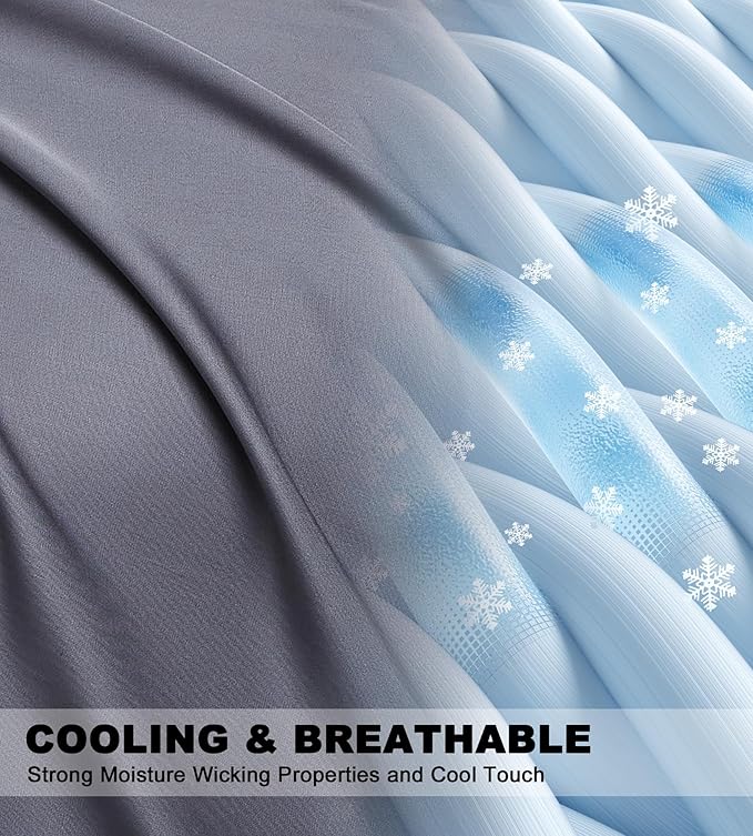 100% Rayon Derived from Bamboo Pillowcases Queen Size Set of 2, Cooling Breathable Silky Pillow Cases, Dark Gray 20x30 Inches