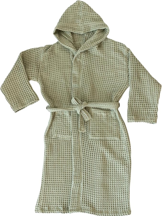 Unisex Hooded Waffle Robe for Women & Men 100% Turkish Cotton | Quick-Dry Bathrobe | Cozy Housecoat for Lounging