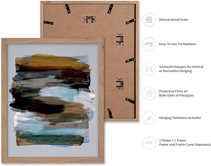 Monem Art Abstract Earth Tone Brushstroke Print - Modern Painterly Art Poster - Wall Decor for Living Room, Bedroom or Office - 16x20 Beige Framed Wall Art by Mareike Bohmer