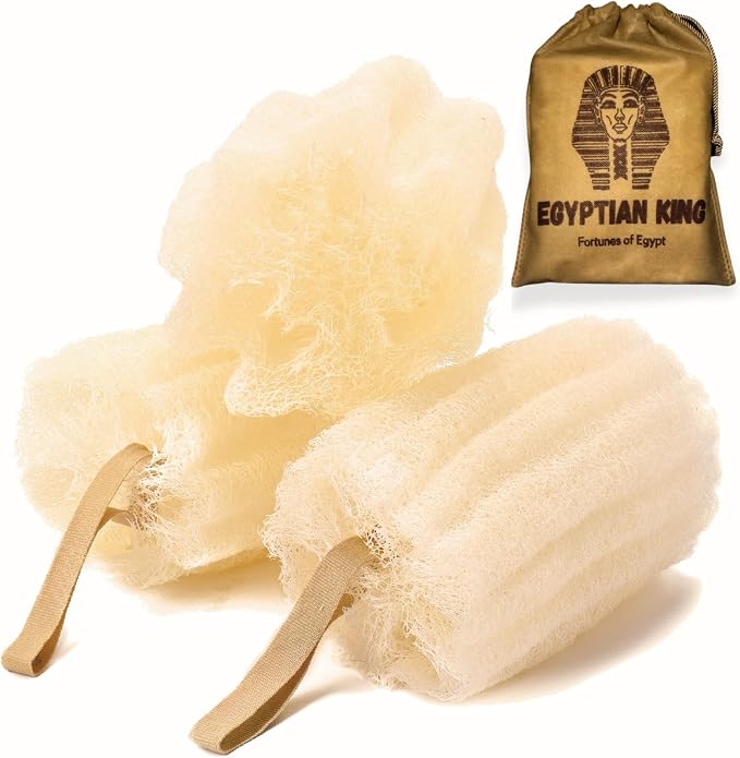 Natural Egyptian Loofahs Exfoliating Scrubber for Shower, Natural Loofah Sponge Body Scrubber, Deep Clean & Invigorate Your Skin, for Men and Women (Natural Loofah, 3, Count)