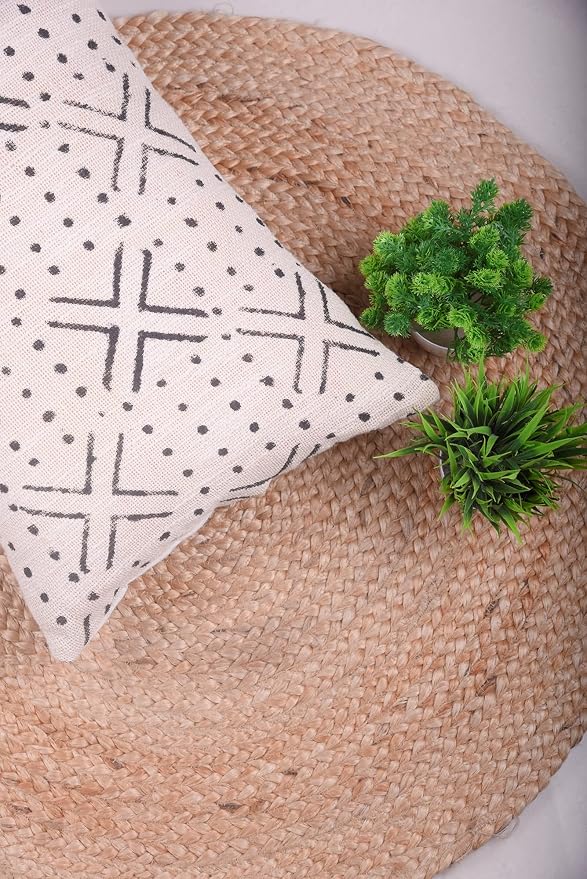 Trade Star Authentic Body Pillowcase Pure Cotton Case 100% Cotton Throw Decorative Cushion Covers Handloomed Oblong Pillow Cover Indian Decorations for Sofa Couch (Ivory NOVA 12X18 INCHES)