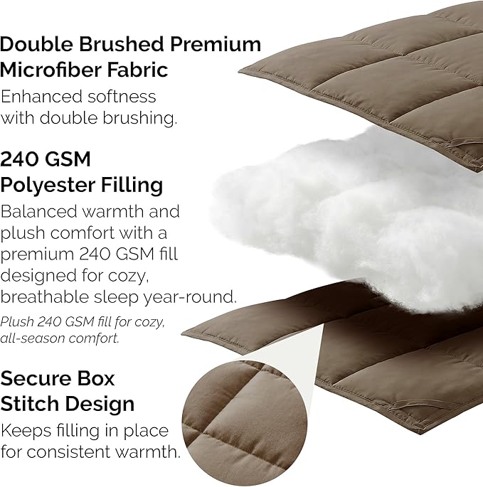 Southshore Fine Living, Inc. King Size Down Alternative Comforter, Oversized Cal King Comforter Only, Hotel Bedding, All Season Comforters, Wrinkle Free Bedding, Duvet Insert, Dark Taupe Comforters