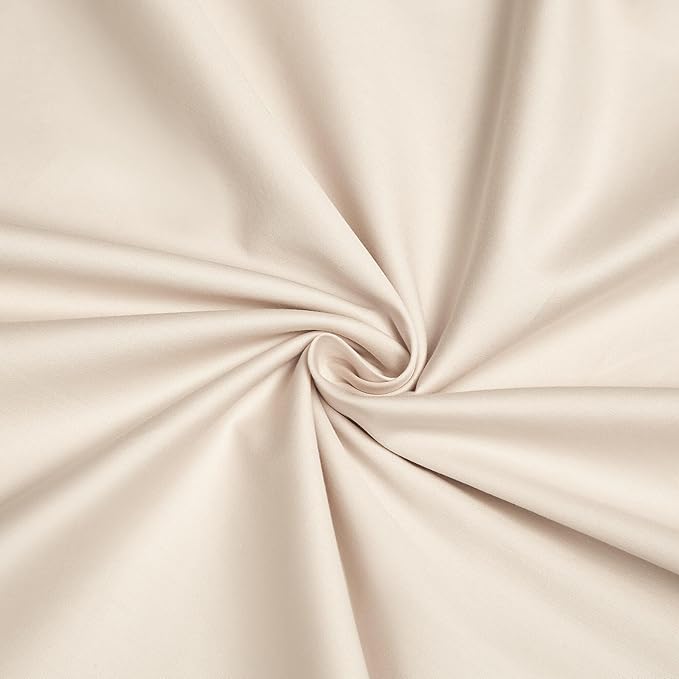 Cream Cotton Duvet Cover Set Queen 100% Long-Staple Cotton Sateen Bedding Set, Soft Breathable Smooth Organic Pure Cotton Plain Comforter Cover, Luxury Minimalist Bedroom Decor for All Season