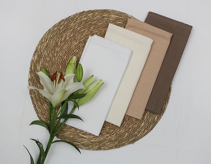 Set of 12 Cloth Napkins, 18 X 18 Inches, 100% Cotton Everyday Use Premium Quality Cloth Napkins with Mitered Corners Ultra Soft Absorbent Dinner Table Cloth Decor Oversized Napkins for Parties, Linen