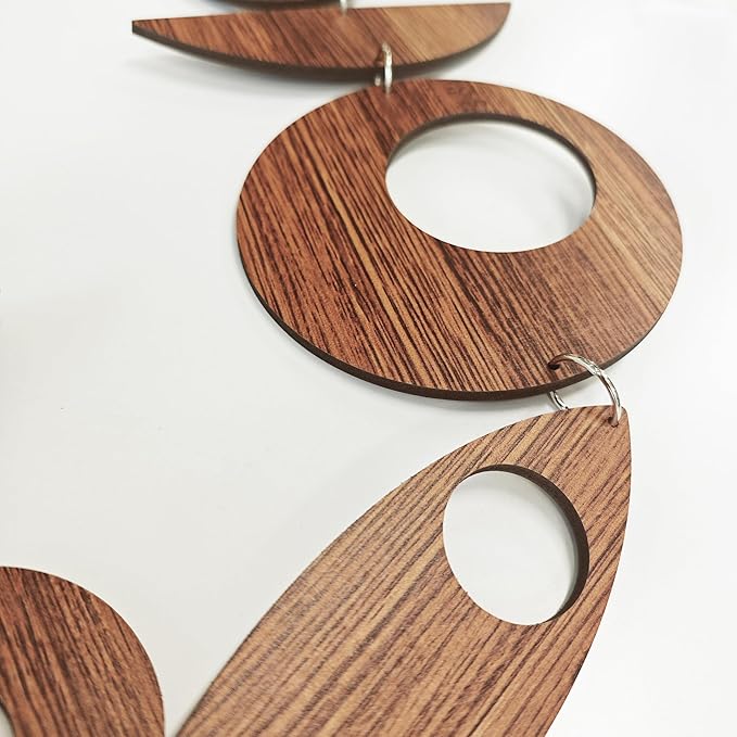 25PCS Retro Mid Century Modern Wall Art MCM Decor for Living Room Bedroom Kitchen Study, Walnut Wood Texture 16.5"x51.3"
