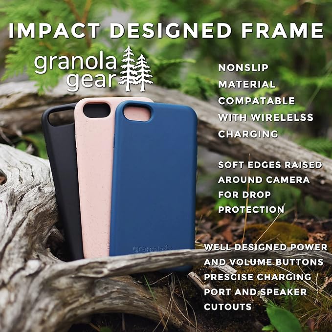 Eco by GranolaGear - Eco-Friendly Phone Case for iPhone 6/6s/7/8/SE - Biodegradable, Compostable, Plastic-Free, Made from Plants - Pink Sands