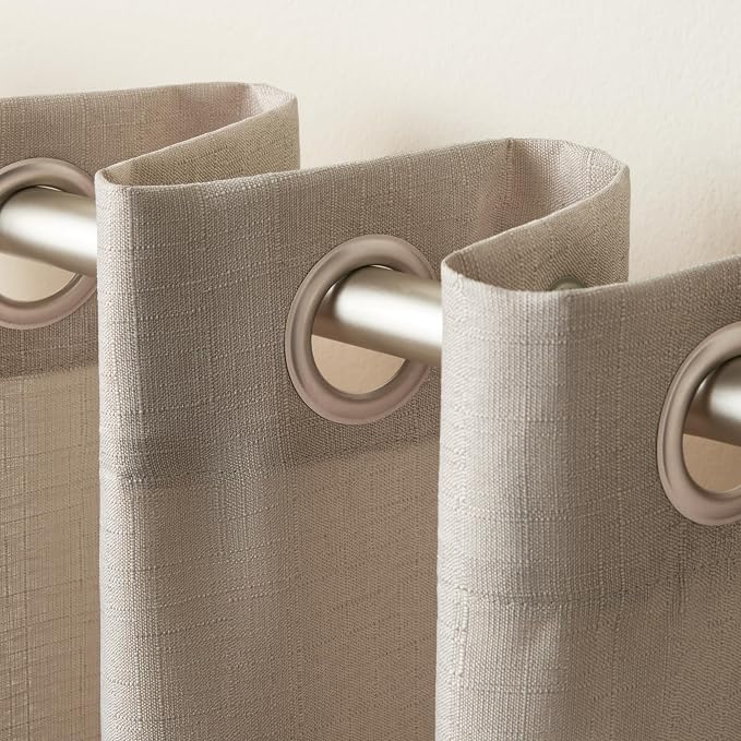 Exclusive Home Loha Linen Grommet Top Curtain Panel Pair, 54"x108", Beige