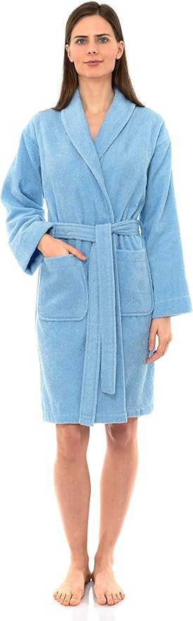 TowelSelections Women’s Robe, 100% Cotton Short Terry Shawl Bathrobe