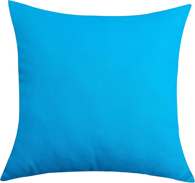 TangDepot Handmade Decorative Solid 100% Cotton Canvas Throw Pillow Covers/Cushion Covers, 45 Colors Available - (16" x16" , Pacific Blue, 2 Count (Pack of 1)) | 100% cotton, same-color zip, machine wash & air dry. For living room, bedroom, office, car...