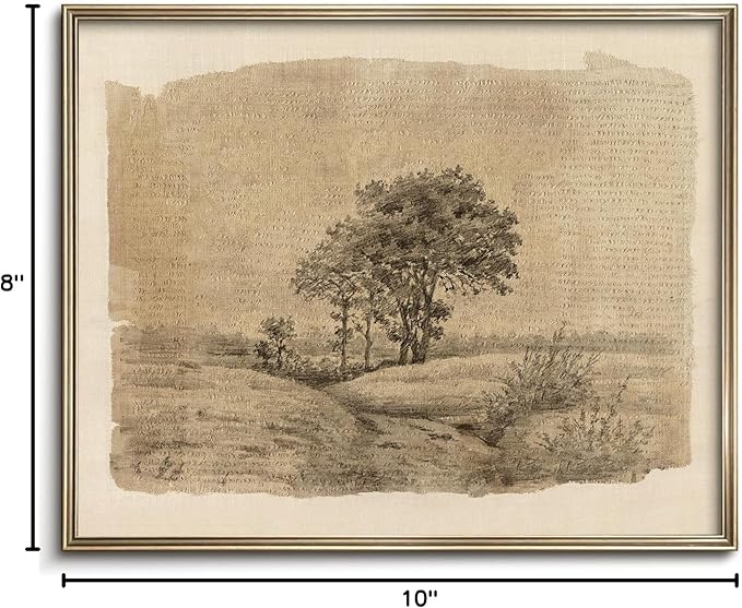 Vodefoad Neutral Wall Art Decor Vintage Tree Sketch Canvas Prints Moody Antique Landscape Art Rustic Neutral Nature Drawing Oil Painting for Gallery Nursery Bedroom Bathroom Office - 8x10Inch Unframe