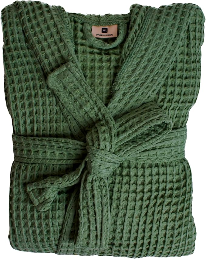 100% Turkish Cotton Men's Waffle Robe with Hooded, Premium Soft Cozy Housecoat or Quick-Dry Bathrobe for Mens