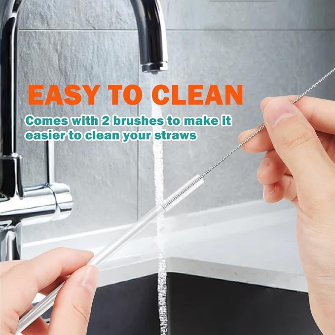 HEYSKAY Reusable Drinking Straw Compatible with Hydro Flask 18-64oz Wide Mouth Water Bottle with 2 Straw Brushes, 6 Pcs Replacement Clear Tritan Straws for Other Brand Wide Mouth Sport Water Bottle