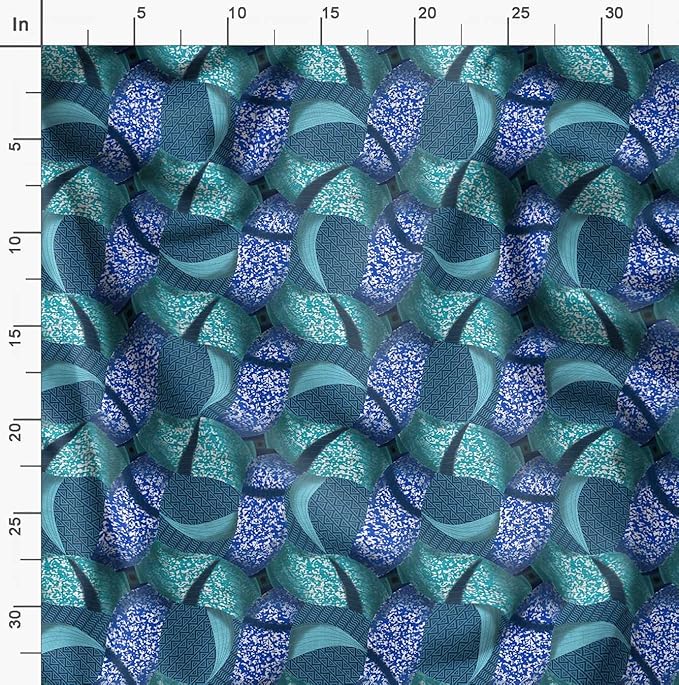 Soimoi Heavyweight Cotton Poplin Fabric Material, Blue - African Printed - 42" Inch Width, Natural Cotton Material for Quilt Making, Dresses, Skirts, Pajamas, Pillowcases, Tablecloths, Kurtis, 1 Yard
