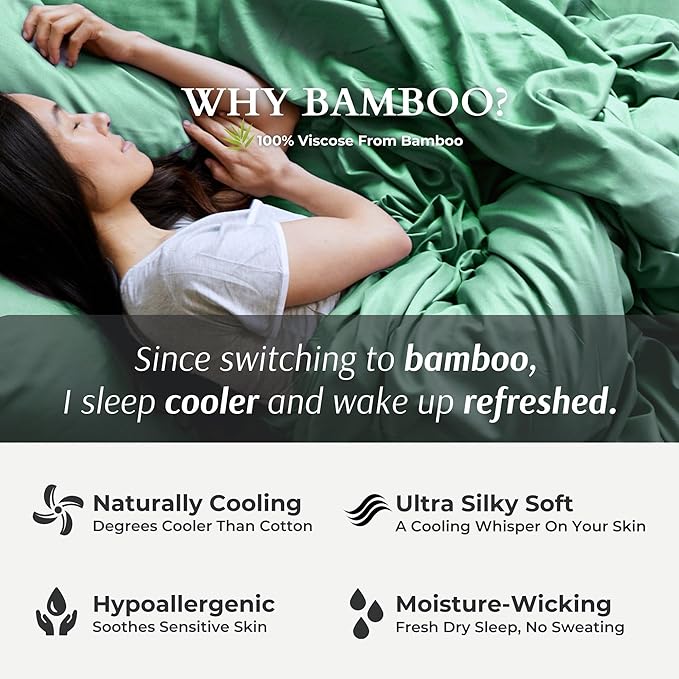 BedVoyage Ultra Soft Standard Pillowcase Set, Cooling & Breathable, Silky & Gentle to Skin and Hair, Luxury 100% Viscose Derived from Bamboo, 20x26 Envelope Closure, 2pc Set, Standard – Seaglass
