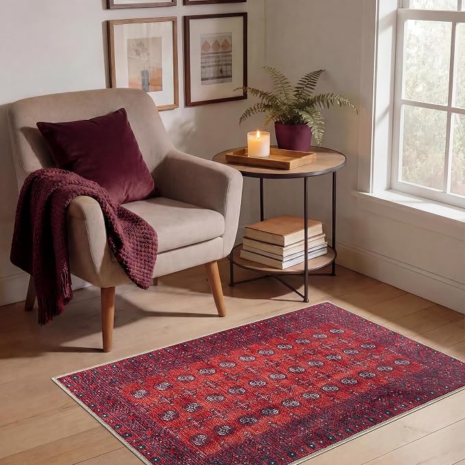 Keen Home Design 2x3 Rug - Machine Washable Entry Rug with Non-Slip Backing, Ideal for Enteryway, Kitchen, Bathroom, Laundry Room - Vintage, Easy Clean, Durable, Low Pile Rug - (2' x 3')