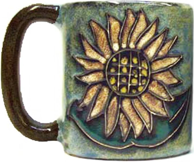 One (1) MARA STONEWARE COLLECTION - 16 Ounce Coffee Cup Collectible Dinner Mug - Sunflower Design