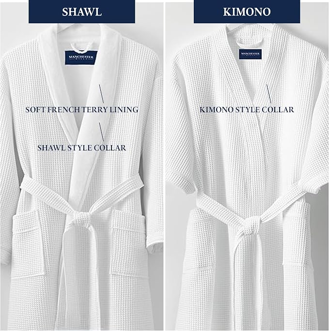 Manchester Mills Waffle Weave Robe with Lightweight French Terry Lining - one size