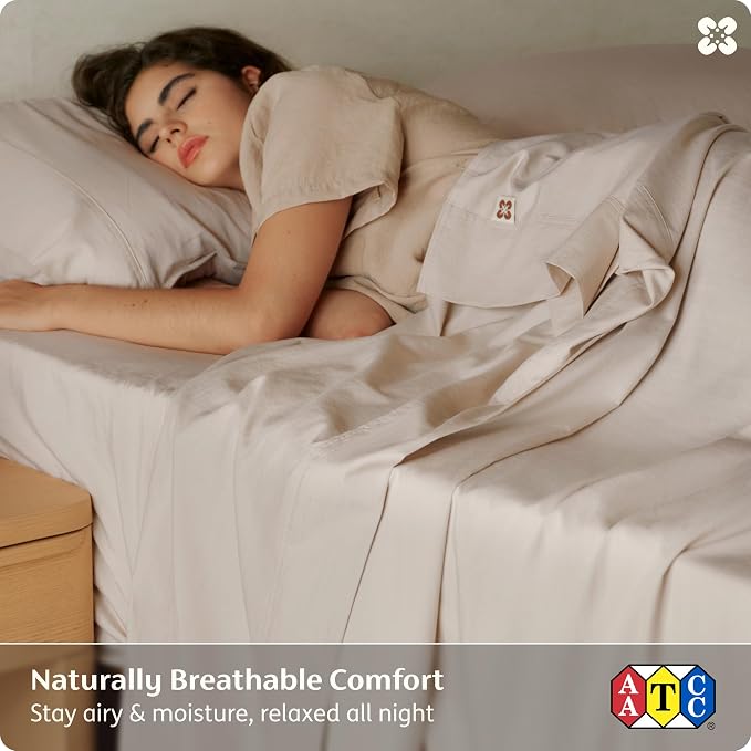 Bedsure 100% GOTS Certified Organic Cotton Sheets, Full Size Sheets, 16" Deep Pocket Bedsheets with Corner Straps, Eco-Friendly, Soft, Breathable & Luxury PureWoven Cotton Hotel Bedding, Linen