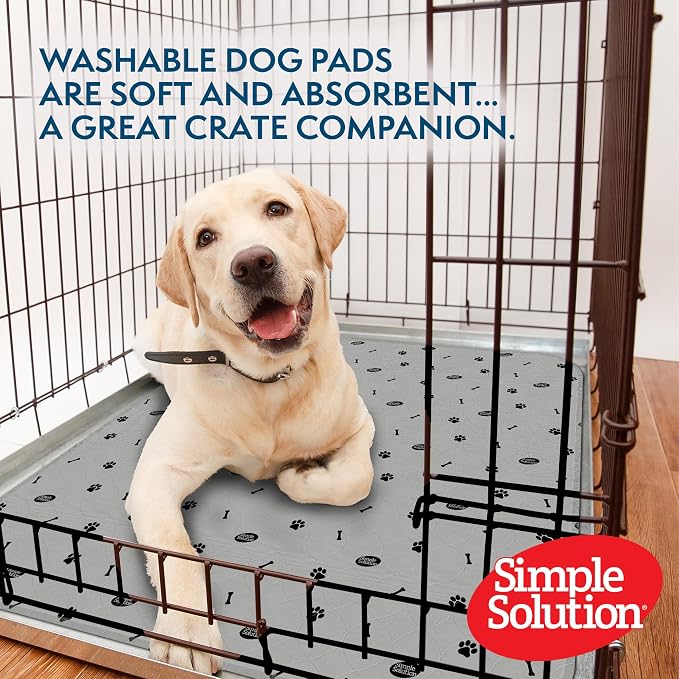 Simple Solution Large Washable Puppy Pad | Reusable Dog Pee Pad, Absorbent and Odor Controlling ,34x36 Inches, 2 Count,White (Pack of 6)