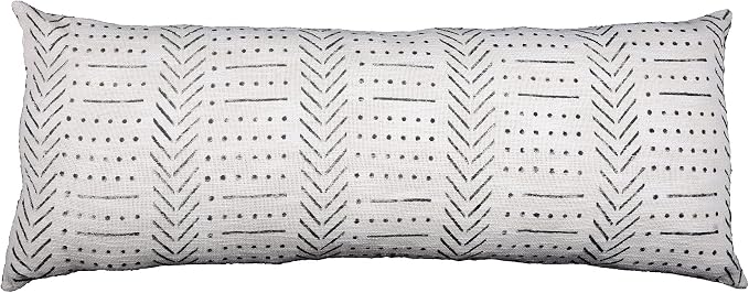 Trade Star 100% Cotton Lumbar Pillow Cover Throw Pillow Cover Large Oblong Cushion Cover Decorative Boho Geometric for Home Decor Luxurious Cushion Case (Ivory Snow) 14 X 36 Inch